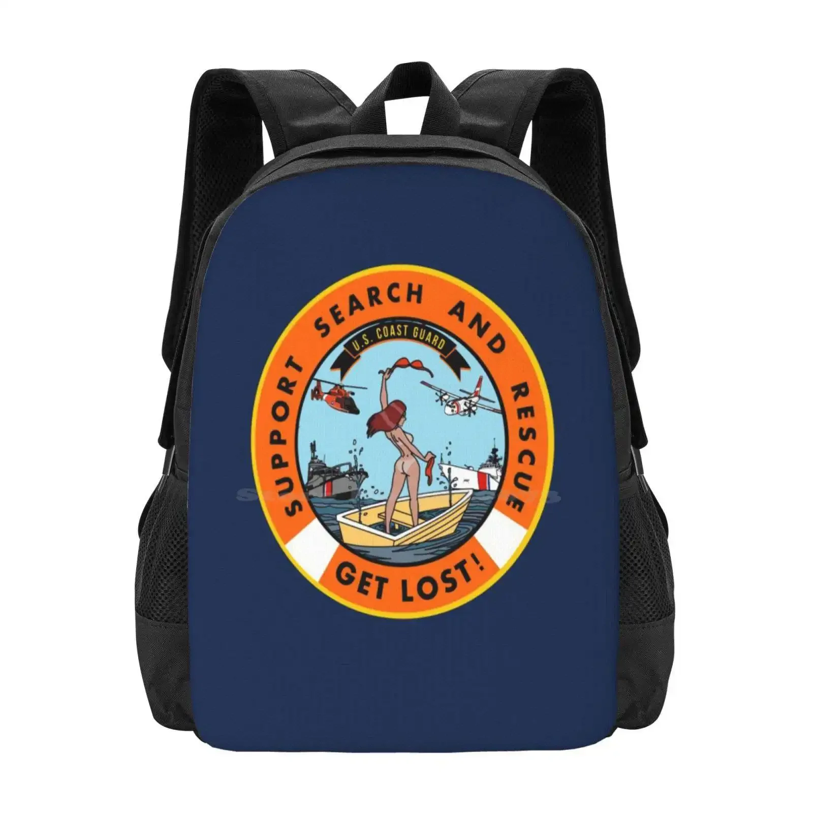 

Uscg Support Search And Rescue - Get Lost! Hot Sale Schoolbag Backpack Fashion Bags Uscg Us Coast Guard Coastie Ocean Rescue
