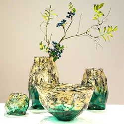 Glass Vase Irregular Gradients Speckled Black Glass Bottle Fruit Bowl Desktop Organization Organization Terrarium Vases Pots