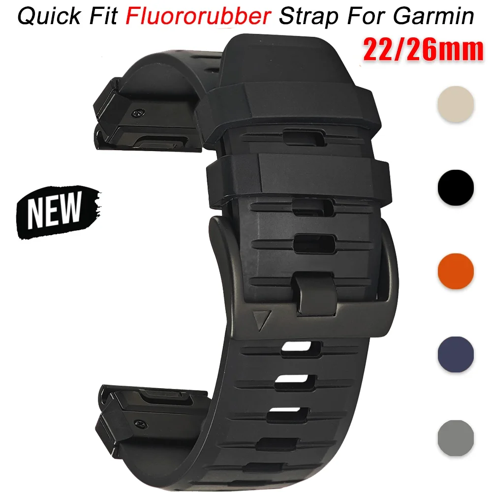 22mm 26mm QuickFit Fluororubber Strap For Garmin Fenix 7X 7 6 6X Pro Epix Pro Gen 2 47mm 51mm//Fenix 5X Plus Tactix 7 Watchband