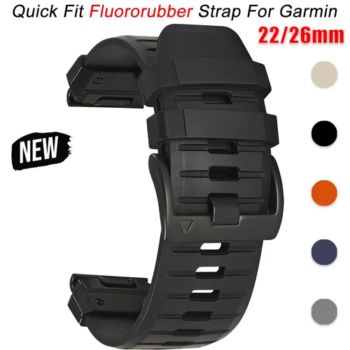 Imagen 2 del producto Correa de goma fluorada QuickFit de 22mm y 26mm para Garmin Fenix 7X 7 6 6X Pro Epix Pro Gen 2 47mm 51mm/Fenix 5X Plus Tactix 7