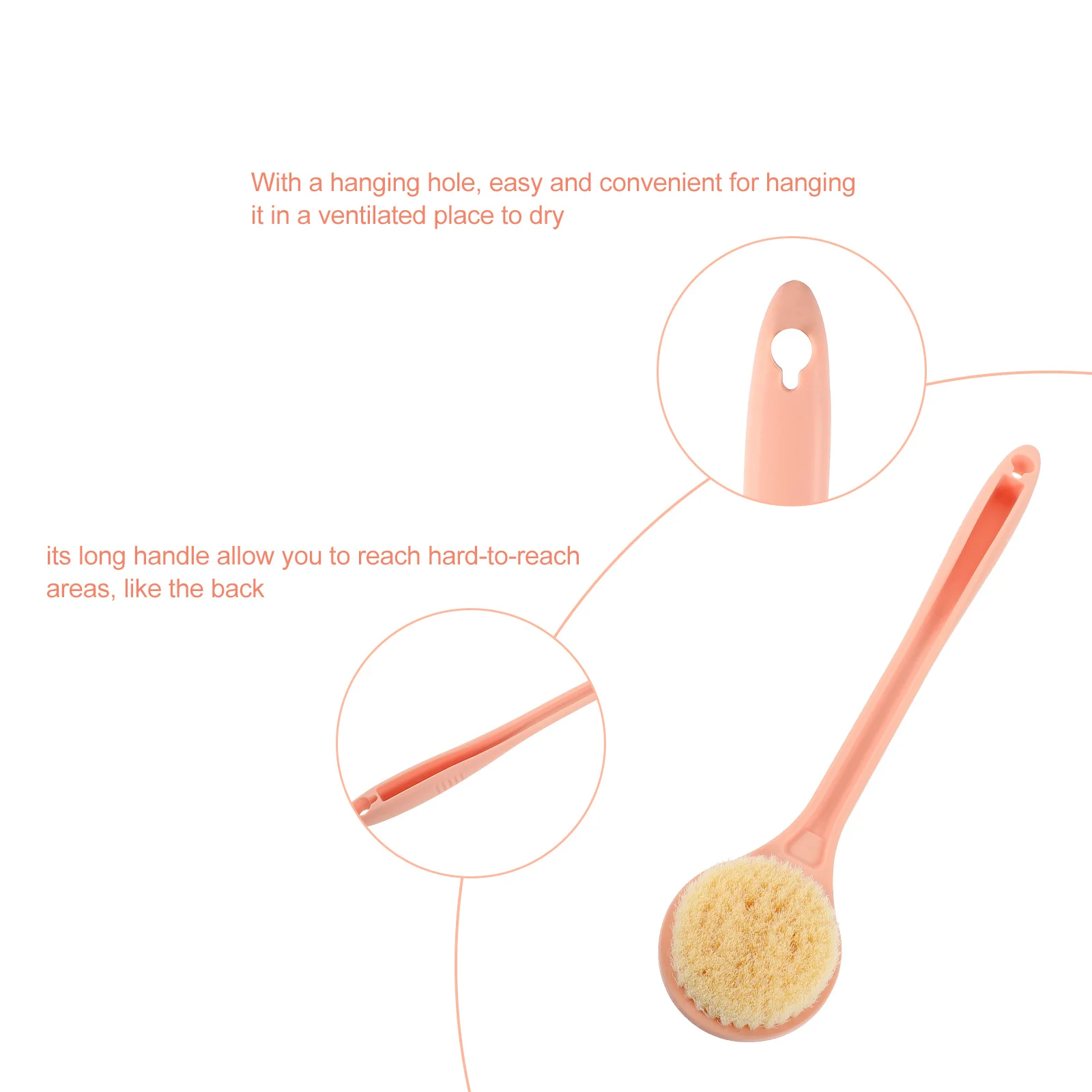 

Long Handle Bath Brush Body Scrubber For Back Exfoliating Dry Brushing Shower Tool Portable Bathroom Accessory