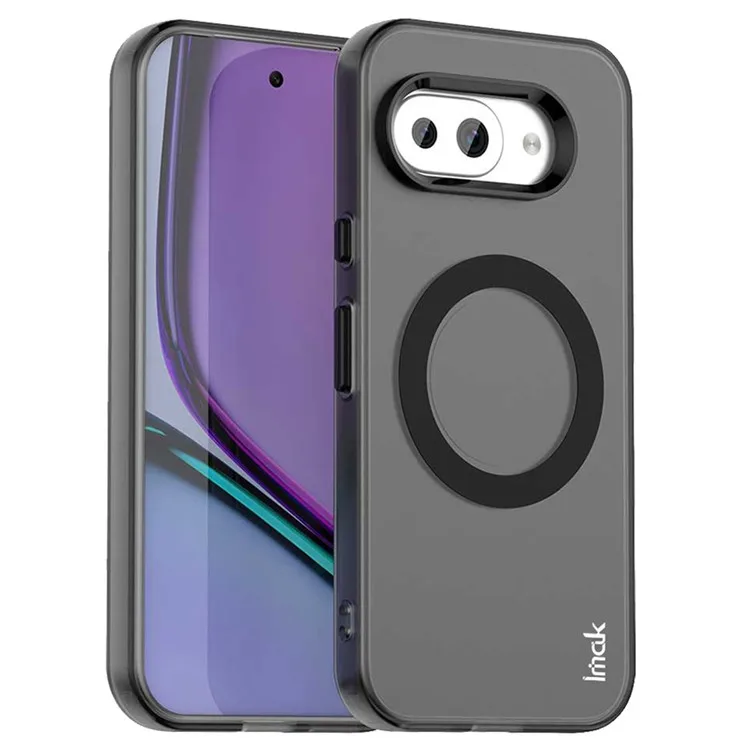

IMAK For Google Pixel 9a Case Compatible with MagSafe Candy Color Anti Drop TPU + PET Back Cover - Black