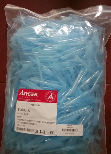 1ml pipette /1000ul blue pipette T-1000-B 1000 PCs/pack of 5 packs.