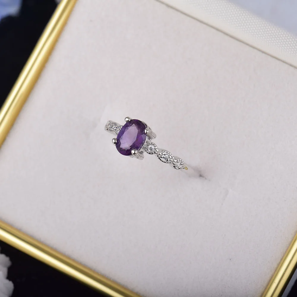 ITSMOS Natural Topaz Rings Gemstone Genuine Amethyst Silver Bands Diamond Dainty Fashion Fine Jewelry for Women Gift