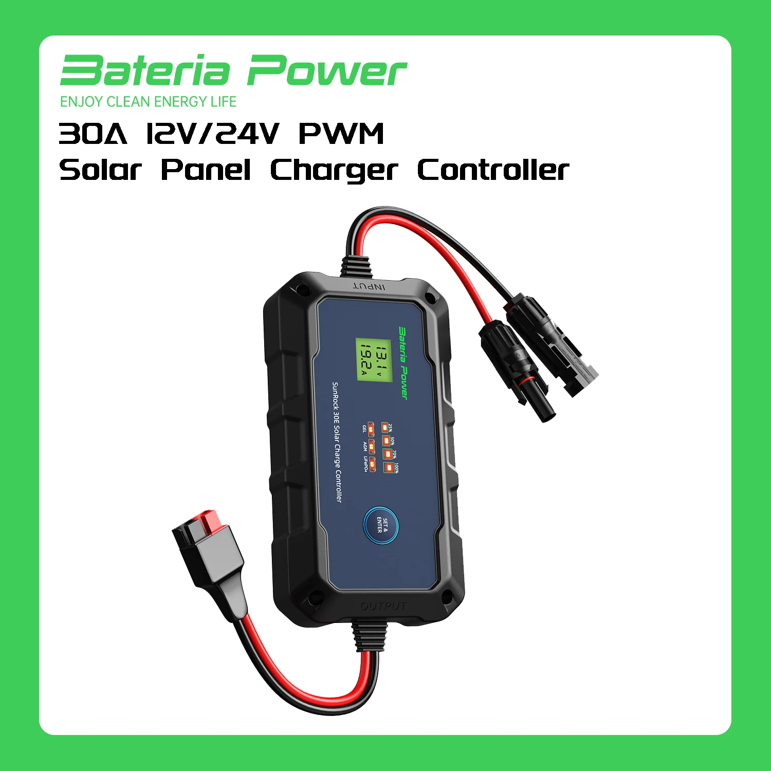 Controlador de Carga do Painel Solar Pwm Carregador do Painel Solar Display Lcd Multifuncional Ajustável 30a 12v 24v