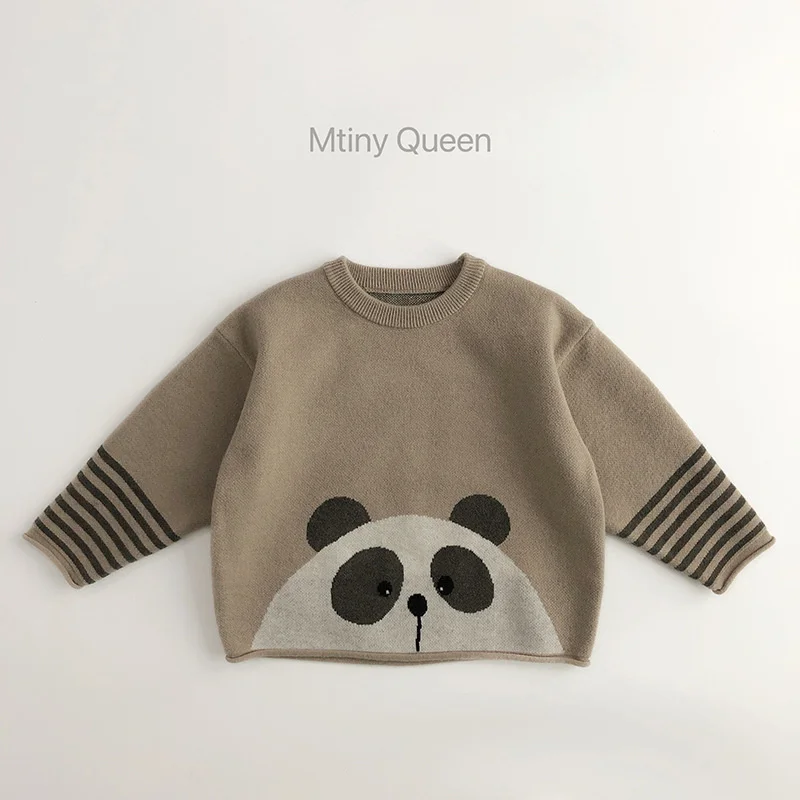 Boys Woolen Sweater Crochet Cotton Windbreak 2024 Bear Thicken Autumn Winter Christmas Gift Warm Children\'s Clothing