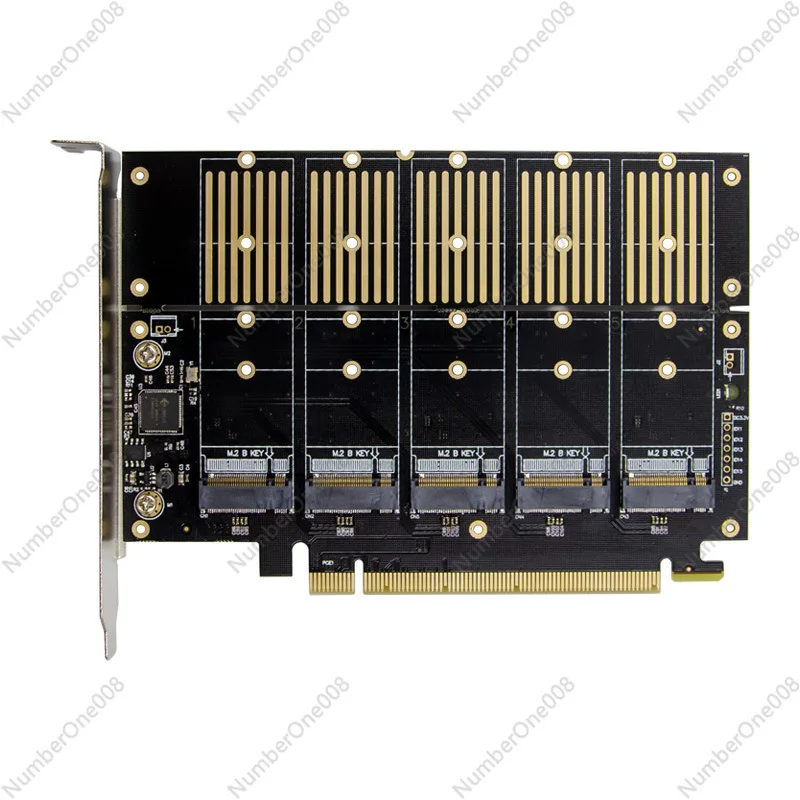 For M.2 SATA SSD Adapter Card, PCI-E X16 To 5 SATA Ports Converter with JMB585 Controller for Desktop PC Storage Upgrade
