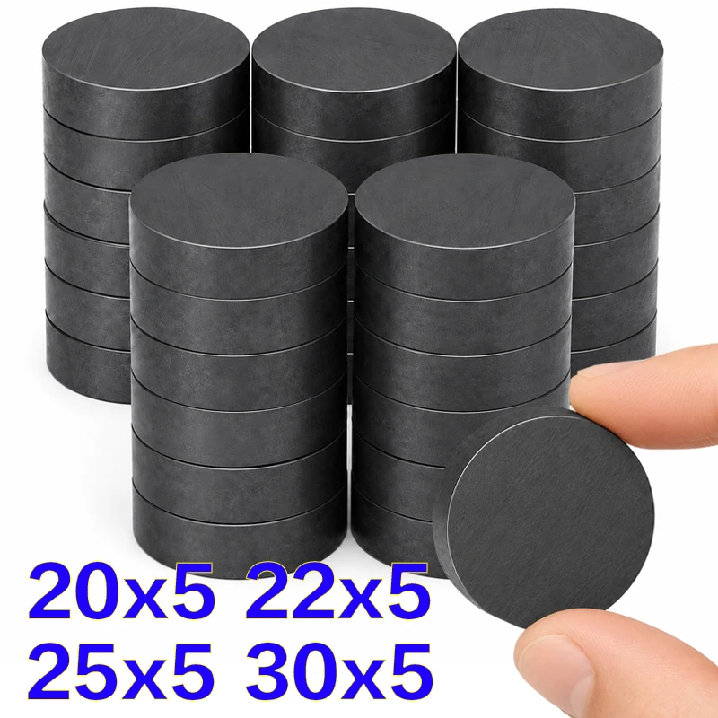 Black Industrial Magnets Dia 20mm 22mm 25mm 30mm Round Speaker Magnet Ferrite Magnets for Fridge Crafts Permanent Magnetic Dics