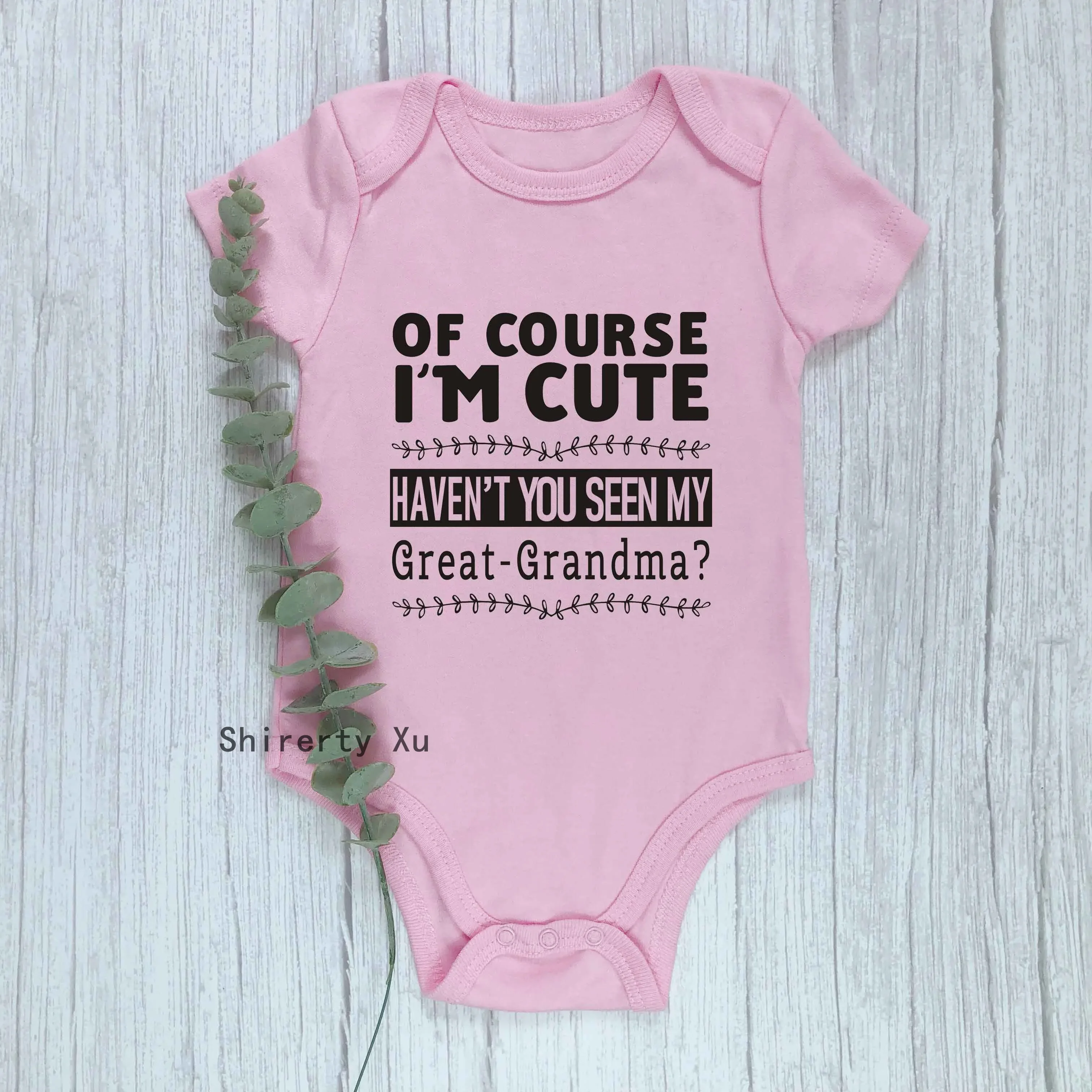 Newborn Baby Bodysuit Of Course I\'m Cute Haven\'t You Seen My Great Grandma Cotton Body Baby Boys Girl Romper Infant Ropa Clothes