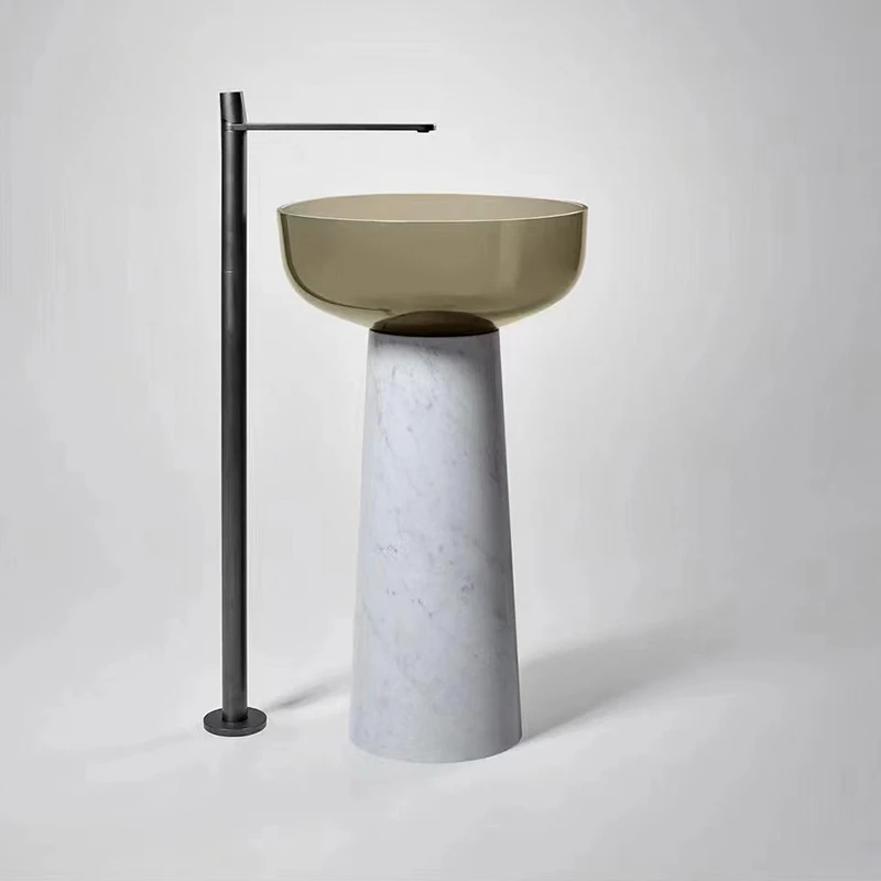 

New item for hotel Artificial stone Pedestal sink free standing bathroom wash basin