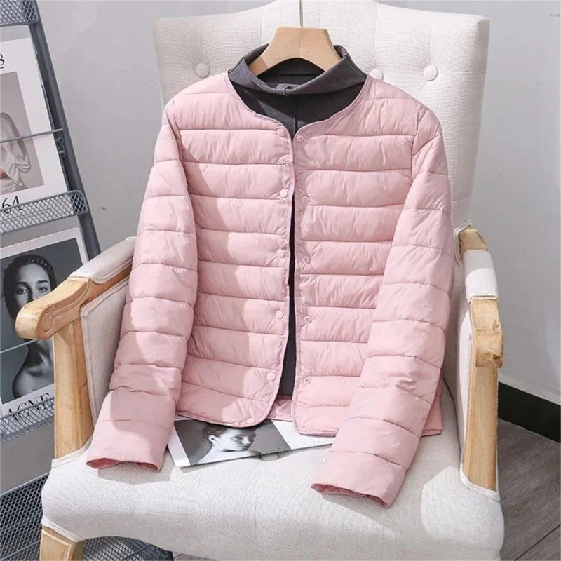 Chaquetas cortas acolchadas para mujer, ligeras, ajustadas, acolchadas, abrigo con botones