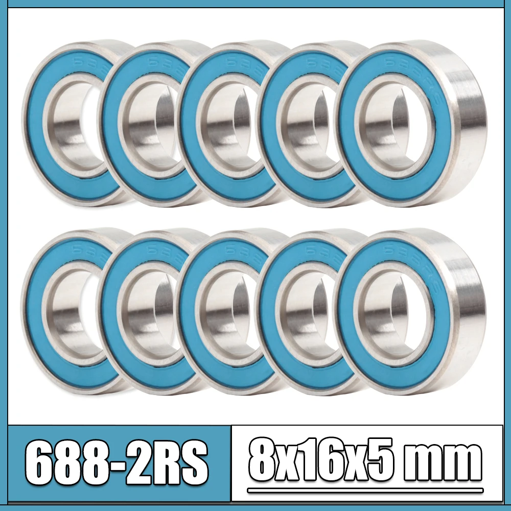 Łożysko 688RS 10 sztuk 8x16x5 mm ABEC-3 Hobby elektryczny zdalnie sterowanym samochodowym ciężarówka 688 RS 2RS łożyska kulkowe 688-2RS niebieskie uszczelnione