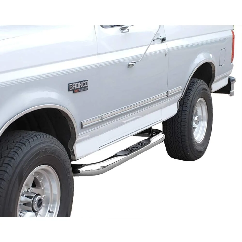 

3" Nerf Bars Compatible with 1980-1996 Ford Bronco/F-Series Pickup (1997 HD) Reg Cab | WB2F37207 | Side Step Rails Running Boar