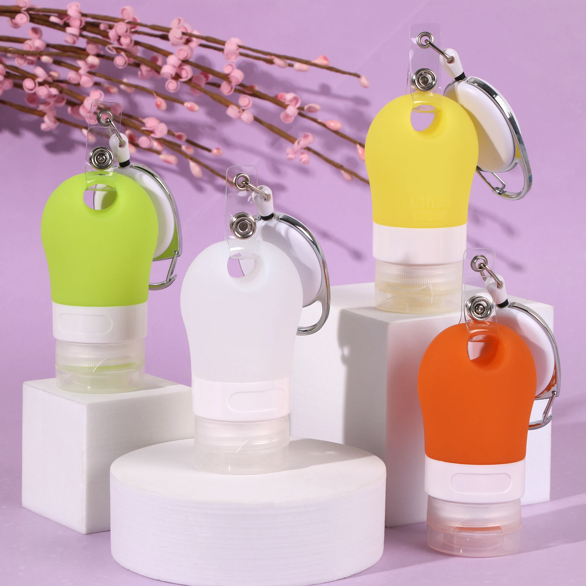 4Pcs Portable Hand Sanitizer Dispenser Silicone Empty Hand Sanitizer Holder With Hang Rope Toiletries Container Bottle