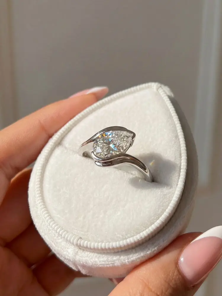 

925 Sterling Silver Twisted Water Drop Zircon Ring For Women Engagement Wedding Luxury Fashion High Quality Fine Jewelry