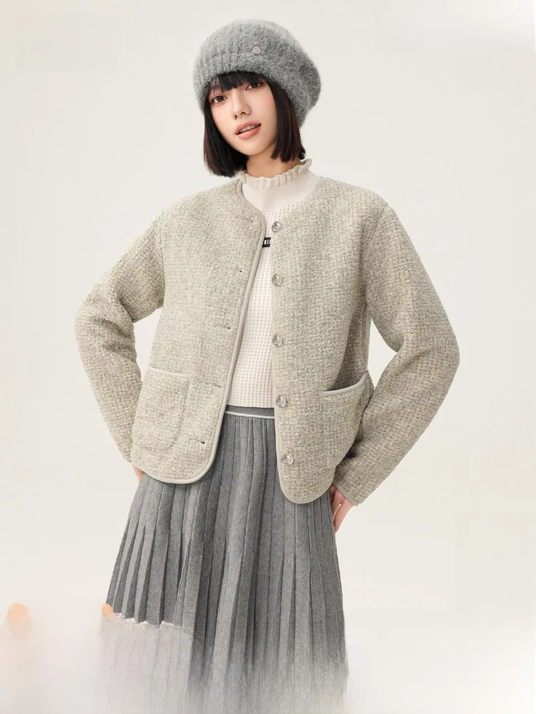 

Snow Mid-Fly 2026 Spring Ladies ort Plu Jaet Small Fraance Sle Top Ladylike Open Cardigan Polyester Fiber Long Sve