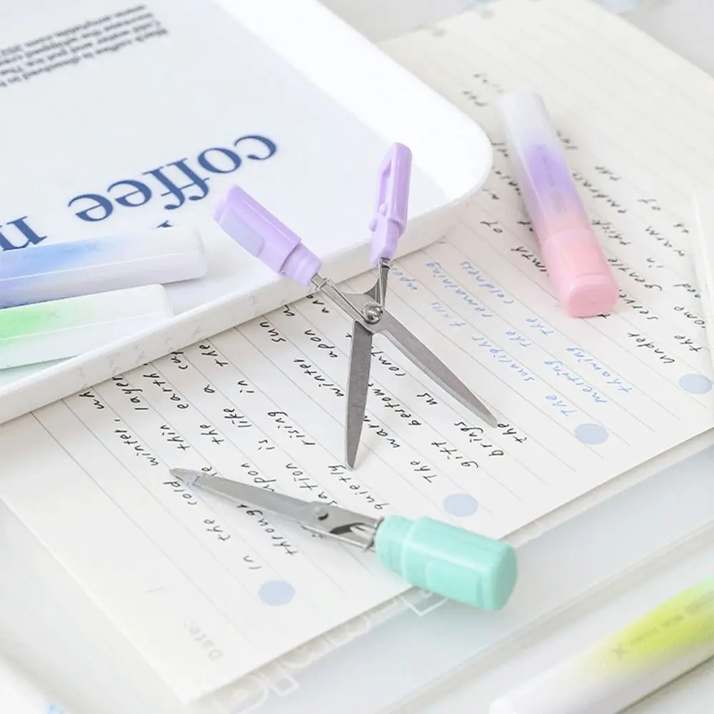 Folding Design Safe Folding Scissor Adjustable Stainless Steel Mini Handcraft Scissor Multifunctional Gradient Color