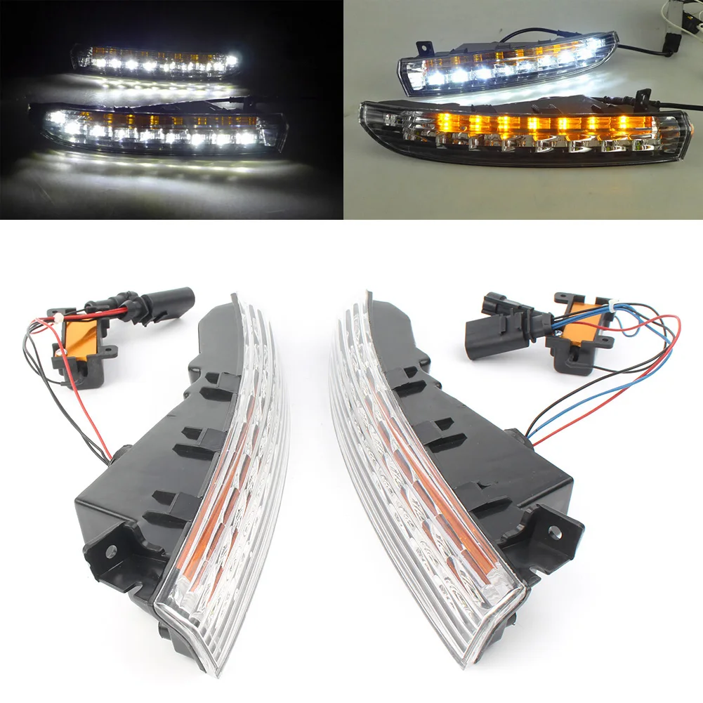 White/Amber Switchback LED Daytime Running Light Fog Lamp For Volkswagen Passat CC 2009 2010 2011 2012