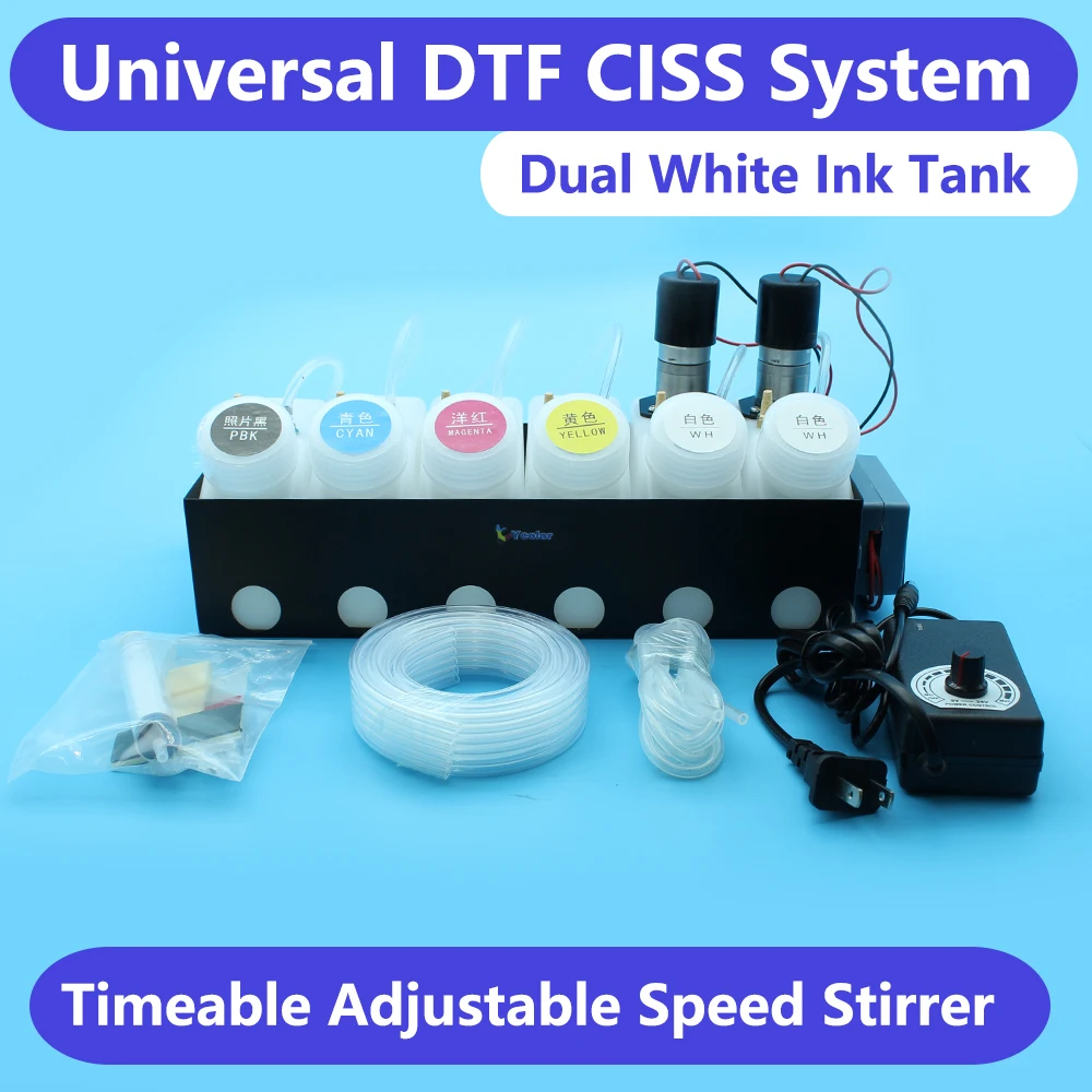 DTF Ink System Double White Ink Tank Stirrer For Epson Convert Kit DTF Printer L18050 L8050 ET8550 XP15000 L1800 L805 DTF CISS