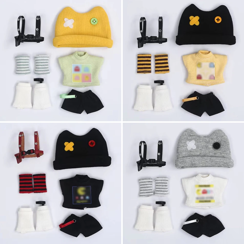 

OB11 Clothes Hat Short Sleeve T-Shirt Shorts Socks Cute Suit Shoes for Molly, Bitsu11, YMY, GSC Body, 1/12bjd Doll Accessories