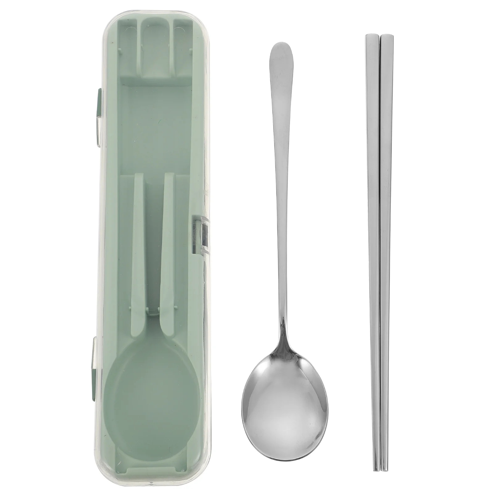 

Stainless Steel Cutlery Set Portable Tableware Long Camping Spoon Chopsticks Supplies Safe Smooth Easy Clean Picnic