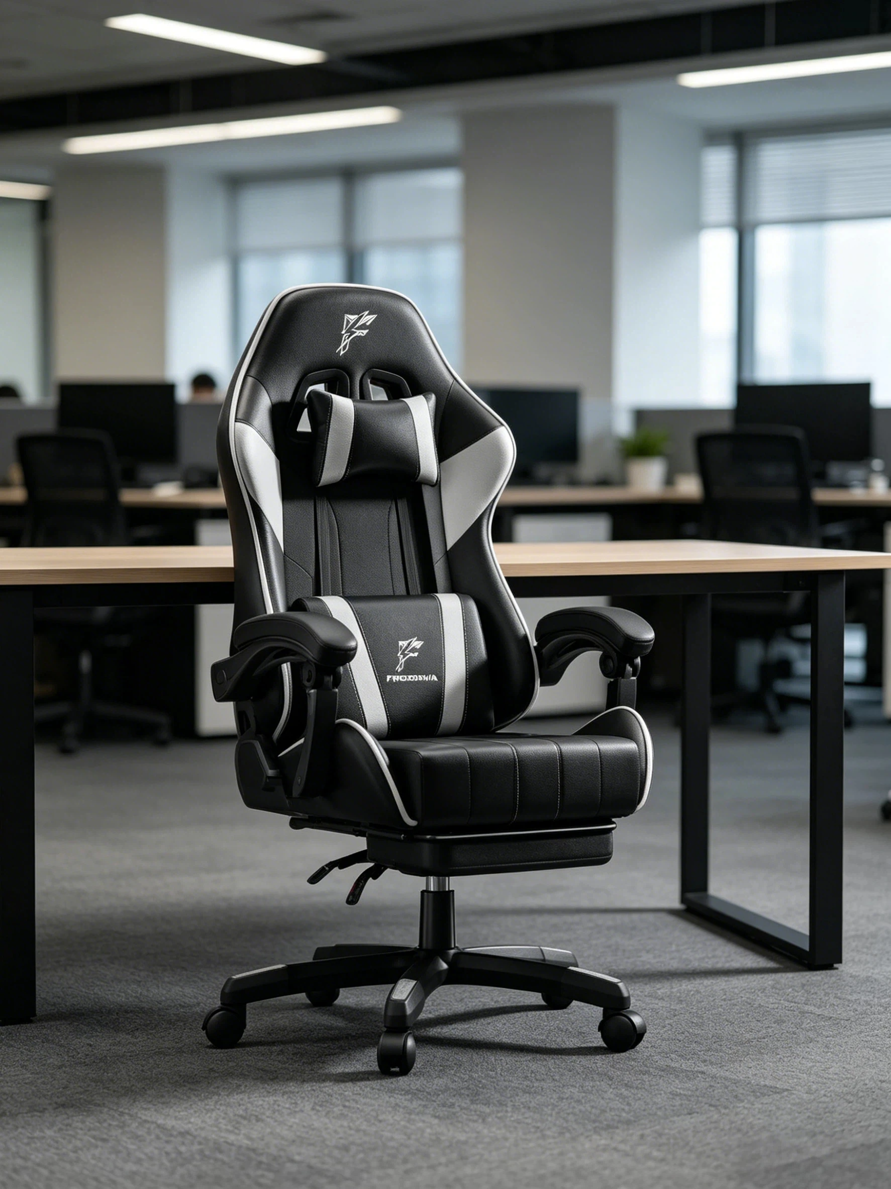 Ergonomischer Gaming-Stuhl, Computer-Bürostuhl mit Fußstütze und Kopfstütze, höhenverstellbarer Bürostuhl mit Rückenlehne für Erwachsene