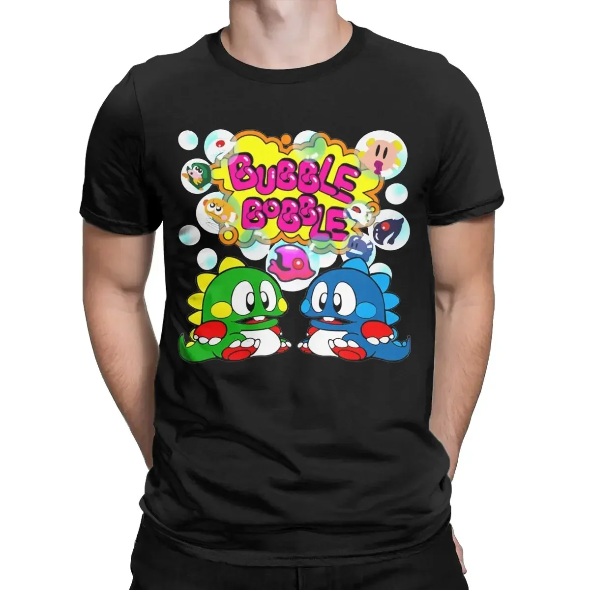 Bubble Bobble Game T-Shirt for Men Casual Cotton Tee Shirt Crew Neck Short Sleeve T Shirt Plus Size Tops