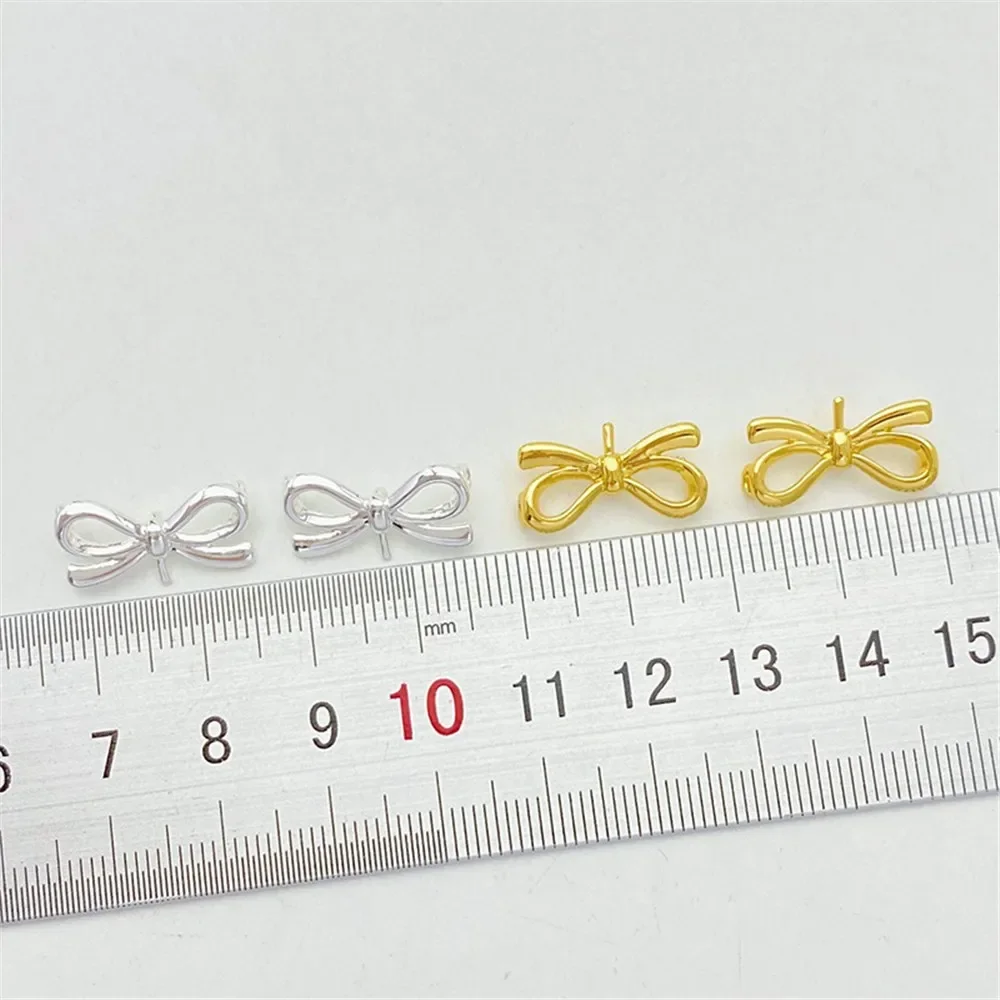 

18K Gold Color Bow Three-hanging Pearl Pendant Needle Handmade DIY Necklace Small Pendant Jewelry Material Accessories