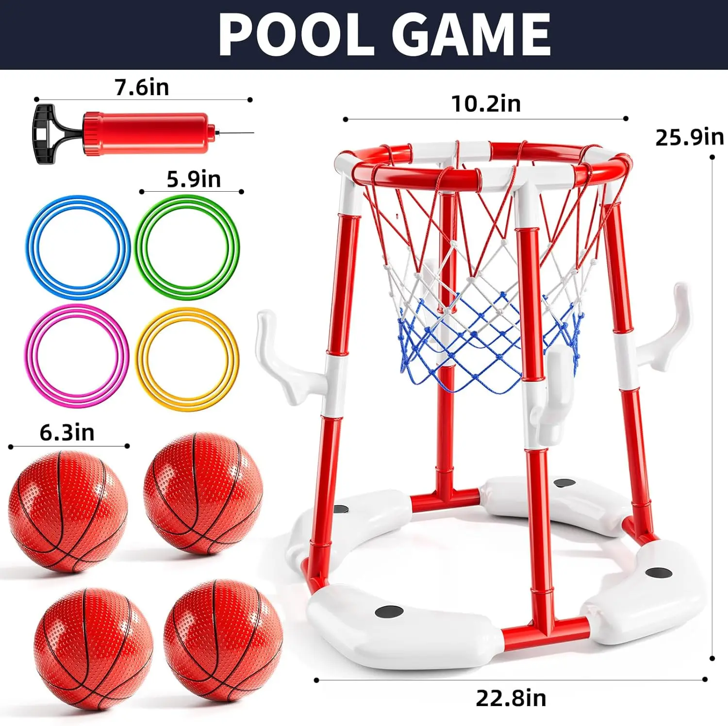 Aro de baloncesto flotante dos en uno para piscina, juego de baloncesto acuático al aire libre, adecuado para la familia, juguete de baloncesto acuático al aire libre