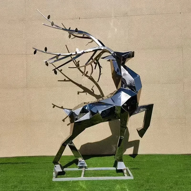 Customized Outdoor Garden Premium Decorative Metal Crafts Animal Sculpture Stainless Steel Deer Statue