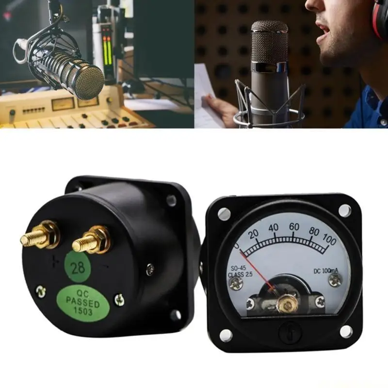 E56B 100mA Pointer Ammeter 45 Type DC100MA Analog Panel Meter for Sound Power Tracking and Safety