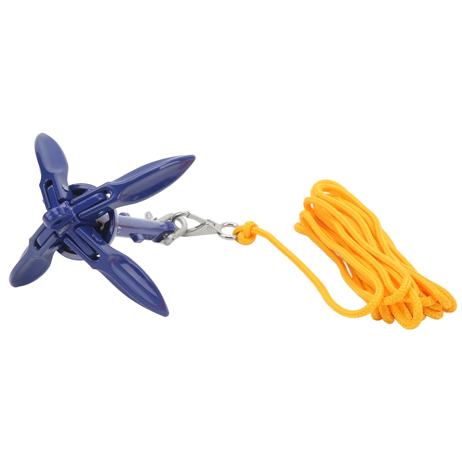 Marine Anchor Blue Aluminium Foldable Boat Kayak Anchor with Yellow Rope for Fishermen view 3