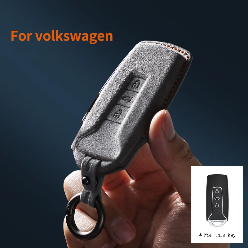 

For Volkswagen VW Touareg 2018 2019 2020 2021 2022 Suede Remote Car Key Case Shell Keychain for VW Touareg Leather Key Case