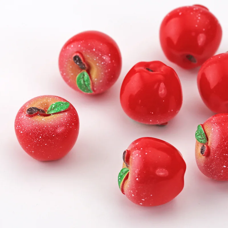 Mini Red Apple Fruit Apple Model Simulation Fruit Resin Fake Food DIY Pendant Doll Accessories Home Decor Decoration