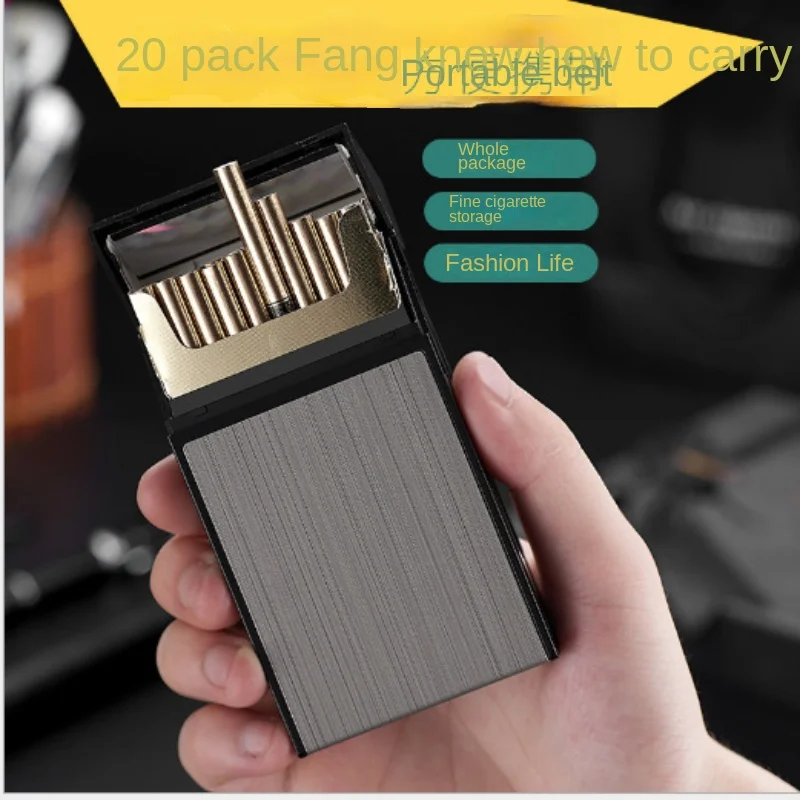 5.5 Extended Fine Cigarette Box Aluminum Alloy Veneer Plastic cigarette case Creative Moisture Resistance Storage Box for Men