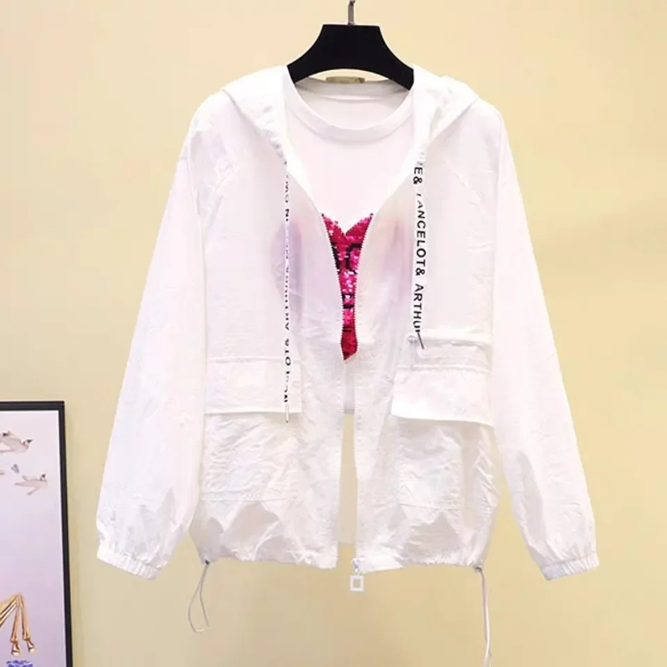 

2025 New Women's Jackets Coats Windbreaker Sun Protection Zipper Hooded Lightweight Thin Jacket Female Summer Clothing Cardigan
