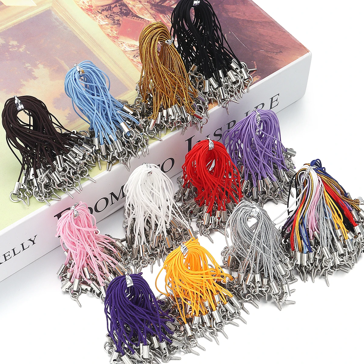 50/100 pz/lotto Cordino Lariat Strap Cavi Chiusura Corda Portachiavi Ganci Mobile Set Pendenti E Ciondoli Portachiavi Borsa Accessori Portachiavi