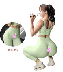 Character Outdoor Sex Invisible Open Crotch Yoga Leggings Thin Section Traceless Peach Hip Women's Clothing High-Waist Trousers