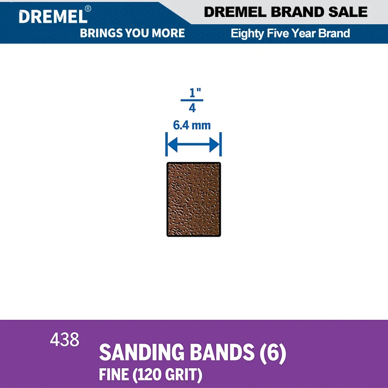 Dremel 438 6 Pcs Sanding Drum Bands (6,4mm Grit 120) for Sanding Shaping and Smoothing Wood and Plastic Materials