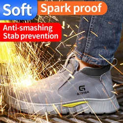 Men's Safety Shoes Steel Toe Anti-smashing Anti-piercing Anti-scalding Anti-spark Durable Four Seasons Gray Welder Work Protec