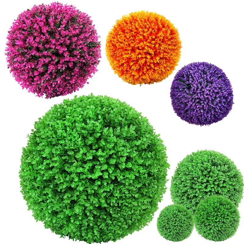 محاكاة بلاستيكية واقعية تترك كرة العشب في الأماكن المغلقة أو الهواء الطلق العشب الاصطناعي قبة الكرة النباتات محاكاة ترك كرة العشب #1