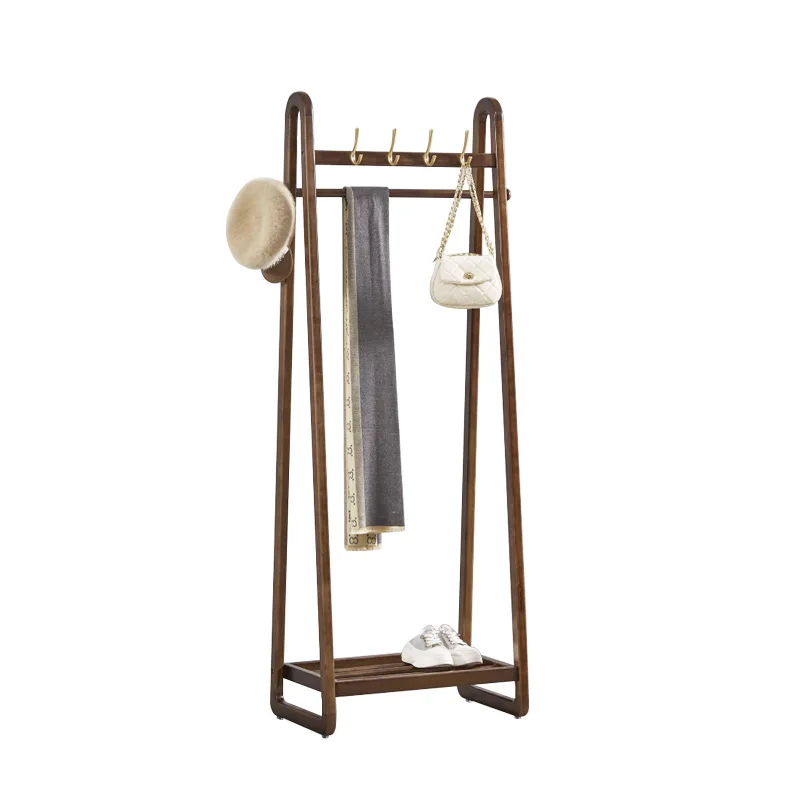 

New Chinese floor-to-ceiling coat rack household multi-functional Nordic hanger simple solid wood hanger clothes bag rack