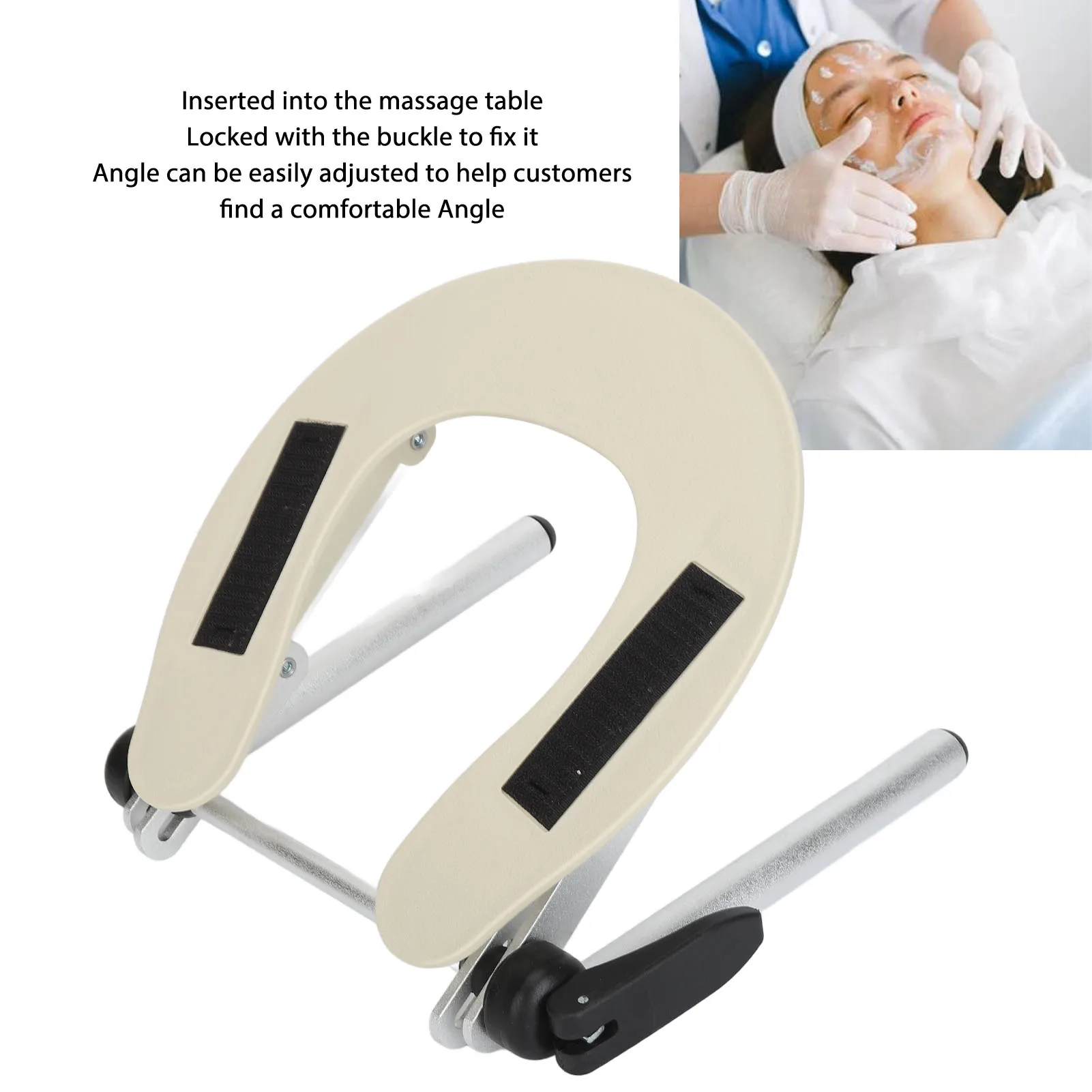 Massage Bed Headrest Stand Face Massage Table Adjust Angle Hollow Center Aluminum Face Space Holder for Massage Table