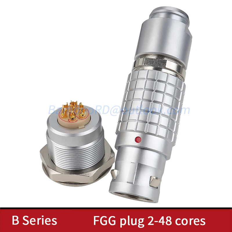 FGG.1B FGG.2B Push-pull self-locking aviation plug connector 302 303 304 2-48 Core Plug-in system aviation plug Metal round plug