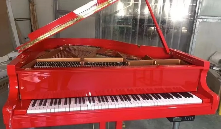 Middleford 88 Keys Red Polish Acoustic Grand Piano GP-160R with Red Piano Bench