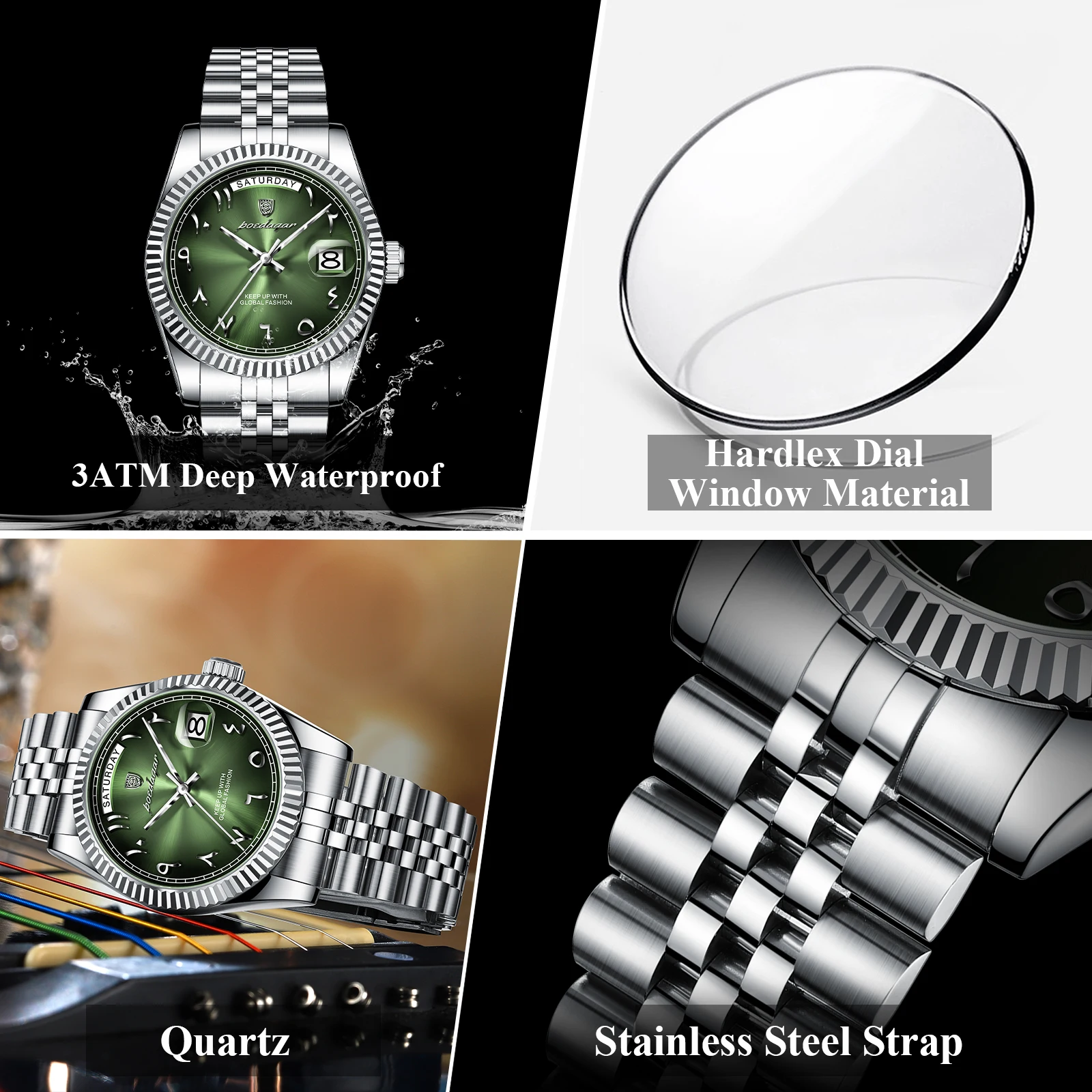 POEDAGAR トップトレンド メンズ腕時計 ステンレスス - Luxury Watch Hublot のレビューと価格