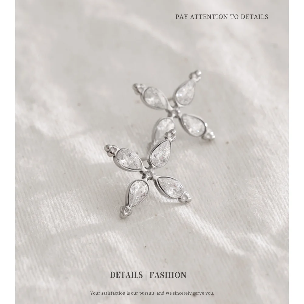 NiNice الفولاذ المقاوم للصدأ عالية الجودة مقاوم للماء لامعة قرط صغير زهري بلينغ مكعب زركونيا موضة رائعة الأذن مجوهرات #2