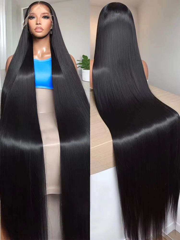 30 40Inches Bone Straight 13x6 13x4 Lace Frontal Human Hair Wigs Brazilian HD Transparent Lace Wigs For Women 100% Human Hair