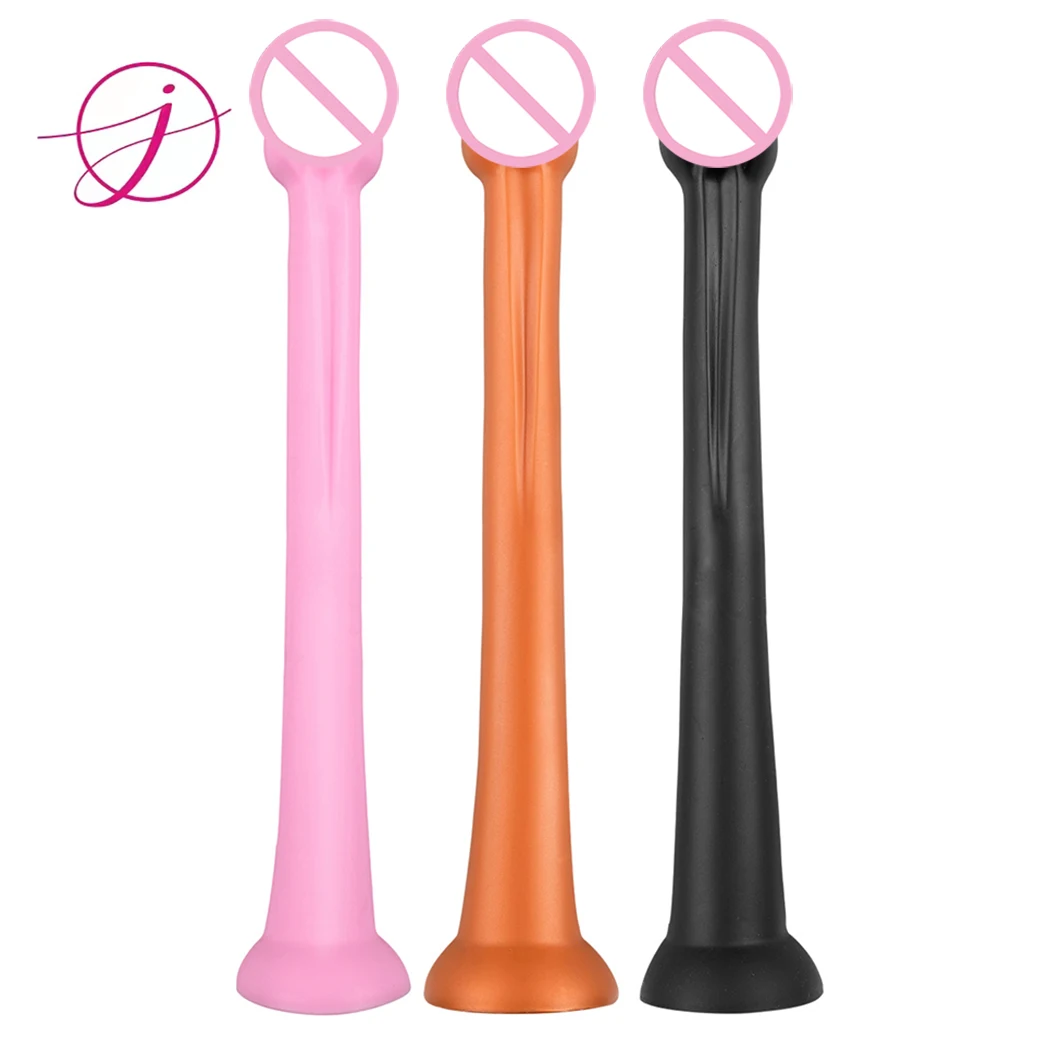 Liquid Silicone Anal Plug Long Butt Plug Big Dildos Stimulate Anus and Vagina Soft Anal Dilator Penis Sex Toys Dick Sex Products