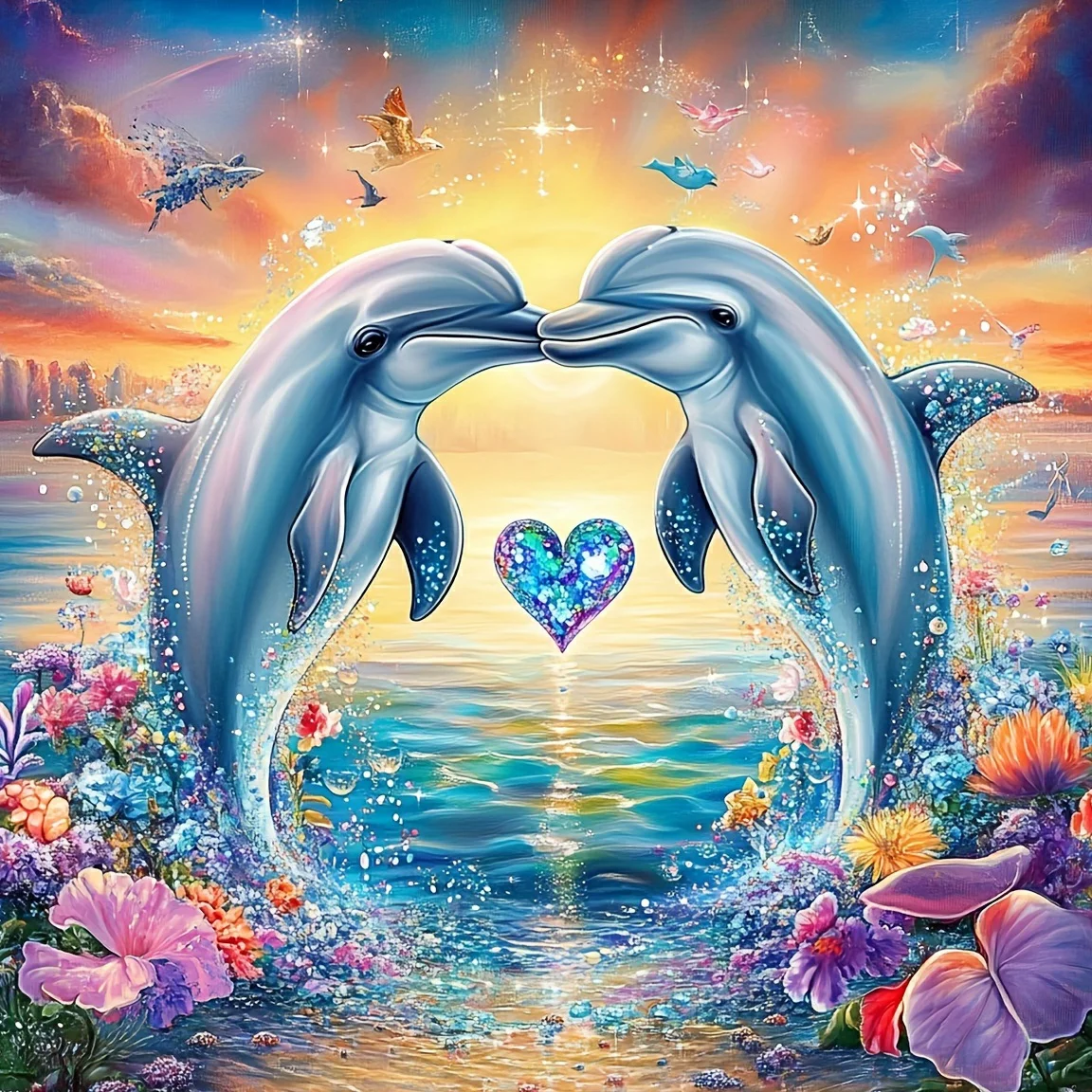 

1000/500 PCS Jigsaw Puzzles Dolphin Pattern Home Decor Games Landscape Puzzles Educational Toys Birthday Gifts